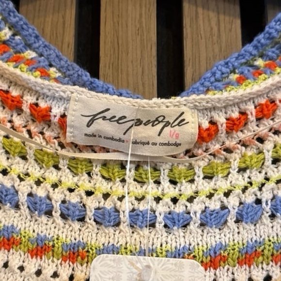 Free People Crocheted Short Sleeve Sweater - Picture 2 of 4